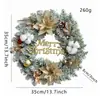 Corona de Navidad para Colgar en la Puerta con Piñas, Flores Doradas, Bolas de Algodón, Corona de Vid, Corona Transfronteriza para Colgar en la Pared, Decoraciones de Papá Noel de Madera