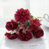 7 Rosas Artificiales, Flores de Seda Retro Nórdico, Decoraciones de Mesa, Decoración del Hogar Estilo Ins, Decoración de Boda