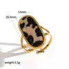 Anillo con Estampado de Leopardo Estilo Ins Transfronterizo Diseño de Nicho Lujo Accesible Anillo de Acero de Titanio Mane Sin Decoloración Anillo Chapado en Oro de 18 Quilates