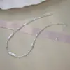Colar de Pérolas de Água Doce com Tira de Prata Banhada a Prata e Cobre Estilo Barroco Tira de Prata Pequena Pérola Quebrada Prata Luz Luxo Corrente para Clavícula