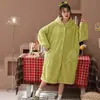 Pijama de Coral Fleece para Mujer Otoño Invierno Nuevo Estilo Set Portátil con Cremallera Moda Suelto Engrosado Cálido Cárdigan Ropa de Casa