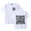 T-shirt de Algodão Tamanho Europeu Transfronteiriça Interessante com Código QR Fu You Camiseta com Código QR Gola Redonda Manga Curta para Homens e Mulheres Hip-Hop