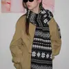 Bufanda Gruesa de Punto Fair Isle con Artesanía Robusta, Estilo Vintage, Versión Cálida y Ancha para Clima Frío