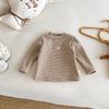 Camiseta Térmica Rayada con Forro de Polar para Niñas, Elegante Top de Invierno para Niños Pequeños