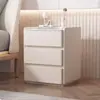 Mesa de cabeceira de madeira maciça, simples e luxuosa, armário de cabeceira moderno para quarto, armário de armazenamento de alta qualidade na cor creme