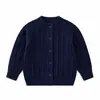2026 Novo Outono Inverno Europeu e Americano Infantil Andy Veludo Costurado em Ponto Trançado Cardigan Suéter para Meninos e Meninas Jaqueta de Tricô