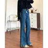 Chica gordita Pantalones vaqueros ajustados con abertura y picante para mujer talla grande Elásticos Cuerpo en forma de pera Pierna gruesa Cadera ancha Pantalones ajustados Primavera