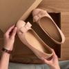 Zapatos Planos Redondos Color Nude con Lazo 2025 Nuevo Estilo Coreano Estilo Universitario Gama Alta Versátiles Cómodos de Suela Suave