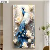 Pintura Decorativa Moderna de Lujo Ligero de Pavo Real Rica y Auspiciosa para Recibidor Directamente Frente a la Puerta Pintura de Pared Sencilla y Grandiosa de Fénix para Pasillo