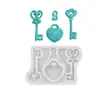 Retro Chaveiro Amor Forma Chave Flip Bolo Silicone Cerâmica Macia Argila Gesso Chocolate Ferramenta de Decoração