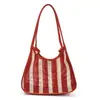 Bolso de Hombro para Mujer Estilo Coreano Ins Bolso Tejido a Rayas Gran Capacidad Bolso de Hombro para Debajo del Brazo para Mujer Bolso de Moda para el Trabajo para Mujer