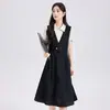 Vestido Colegial de Primavera e Verão, Saia Midi, Roupa para Ocasião Formal, Roupa para Entrevista de Qualificação de Professor, Conjunto de Vestido
