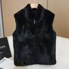 Chaleco de Piel para Hombre Hecho de Piel de Conejo Genuina, Piel y Piel Integradas, Chaleco Casual Esponjoso con Cierre