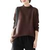 Suéter Vermelho Gola Alta Estilo Western Feminino Outono e Inverno Solto Tamanho Grande Casual Pulôver Top de Tricô