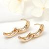 Aretes de aro mitad liso mitad con textura de cobre puro chapado en oro de 14k, versión coreana de los nuevos accesorios de pendientes circulares, ventas directas de fábrica