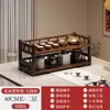 Estante de Almacenamiento para Juego de Té Estante Pequeño de Exhibición de Escritorio Estilo Chino Nuevo Minimalista Moderno Estante para Tetera con Múltiples Compartimentos Gabinete de Almacenamiento para Hojas de Té