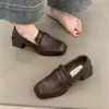 Zapatos de tacón bajo de estilo retro británico, Zapatos pequeños de cuero JK, Mocasines de tacón grueso, Zapatos sin cordones para mujer Novedad Otoño 2026, Zapatos negros