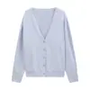 Love and Nancy Treze Linhas Primavera/Verão 2026 Cardigan 100% Algodão Estilo Preguiçoso Gola V Manga Longa Suéter de Tricô para Mulheres 03704