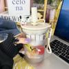 Nueva taza de agua para mujer, taza de café de alto valor de color para estudiantes, nueva taza de oficina portátil con pajita para estudiantes con separación de té