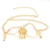 Cadena de Cintura con Escudo Bohemio Transfronteriza Europea y Americana para Mujer Accesorio de Cintura con Borla Metal Punk de Moda Genial Cinturón