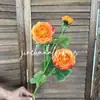 Flor Artificial de Lótus de 3 Cabeças Decoração de Casa Estilo Escandinavo Ins Enfeites Flor Artificial de Rosa Chá de 3 Cabeças Rosa Feliz