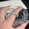 Anel Aberto de Flor Margarida com Pérola Estilo Floresta Exquisito Anel para Dedo Indicador Doce e Fofo Versátil Coração de Menina Anel de Empilhar