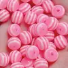 Cuentas Redondas Rayadas Arcoíris de Color Caramelo de Resina para Pulsera Colorida DIY, Cadena de Teléfono, Cuentas Sueltas, Cuentas Rayadas de Resina, Accesorios de Joyería