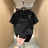 Camiseta Unissex com Manga Curta, Lavada, Metalizada, com Patch de Cruz, Tendência de Verão, Nova, Resistente, Moda para Casal