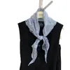Bufanda de Seda Azul con Adorno de Encaje de Amor para Mujer, Pañuelo Triangular para la Cabeza de Verano con Bordes Volantes, Bufanda Larga para el Cuello para Fotos, Bufanda Delgada