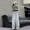 Calças de Moletom Femininas de Primavera e Outono 2025 Nova Moda Calças Estilosas com Bolso Dobrável Estilo Coreano para Meninas