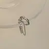 Super elegante brazalete para oreja con borla de cadena de circonio, único y versátil, elegante y chic, clip para oreja sin perforación, accesorio de oreja de lujo ligero para mujer