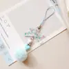 Estilo Ins Estilo Coreano Transparente Puntos de Polka Lazo Lanyard para Teléfono Móvil Llavero de Bola de Pelo Colgante para Bolso de Corazón