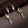 Pendientes y Tachuelas de Cobre Incrustados con Circonita Verde Serie, de Venta Caliente Transfronteriza para Mujer, Pendientes Geométricos de Moda, Tendencia Versátil y Sencillos