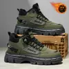 Sapatos Masculinos de Inverno 2025 Novo Veludo Quente Botão Giratório Cano Alto Tênis Esportivo Botas para Trabalho ao Ar Livre Sapatos de Algodão