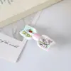 Novo Presilha de Cabelo Fofa Xadrez Rosa e Azul com Laço para Meninas Franja Lateral Doce Presilhas Finas Gatinho Colorido