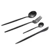 Cuchillo y Tenedor Cuchara de Acero Inoxidable 410 Transfronterizos Portugueses Red Social Negra Cuchillo y Cuchara Cuchillo y Tenedor para Bistec Occidentales Vajilla de Postre