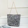 2025 Nova Tendência Fashion Versátil Bolsa de Ombro Lantejoula Grande Capacidade Corrente no Ombro Sob o Braço Transversal