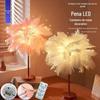 Fio de Cobre LED Pena Abajur de Mesa Luz Noturna de Cabeceira LED Pena Luz Noturna Presente de Feriado Fio de Cobre Pena Lâmpada de Mesa Cordão