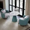 Mesa de centro con sofá individual y balcón simple, combinación de mesa de negociación y silla para recepción de hotel, oficina de ventas y salón de belleza.