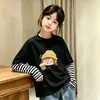 Camiseta para Niña 2026 Primavera/Otoño Nuevo Estilo Moda Infantil Dibujos Animados Top para Niños Mayores Algodón Puro Falso Dos Piezas Manga Larga Capa Base