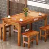 Mesa de restaurante e cadeira de madeira maciça, combinação de mesa e cadeira para fast food, lanchonete, churrascaria, macarrão, mesa e cadeira, barraca de comida, restaurante de café da manhã, mesa carbonizada