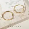 Pendientes de Aro de Personalidad Estilo Europeo y Americano de Moda, Moda de Celebridad de Internet Pendientes de Aro Grandes Exagerados Estilo Minimalista Pendientes de Aro Lisos con Clavos de Plata