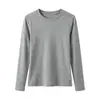 Blusa básica de manga longa para mulheres em Lyocell + algodão, com ombros quadrados, única e estilosa, suave e distinta, adequada como peça de base