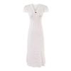 Vestido Empalmado de Encaje Francés 2025 Nuevo Estilo de Verano Cuello en V Elegante Lunares Cintura Adelgazante y Reductor de Edad