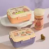 Lonchera sellada de dibujos animados se puede calentar en el microondas, lonchera portátil compartimentada para oficinistas y estudiantes, caja de frutas para picnic