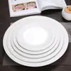 Plato Poco Profundo Estilo Occidental Francés Blanco Puro Plato Redondo para Filete Pizza Plato para Bocadillos Frutas Vajilla de Cerámica para Hotel Restaurante