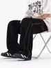 Pantalones Deportivos para Hombre Estilo Americano Otoño Modernos Holgados Versátiles Rayados Patchwork Pierna Recta Casual Deportivos Pierna Ancha Caída Pantalones Largos