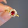 Joyería de oro Longlong 2023 Nuevo anillo de plata 925 ovalado de 5*7 mm rojo sangre de pichón para mujer moda europea y americana anillo comodín