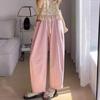 Pantalones anchos de estilo coreano, elegantes, retro, adelgazantes, para embarazadas, con hebilla de nariz de cerdo, con cordón, informales, hasta los tobillos.