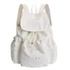 Mochila de Color Puro Ins para Mujer Modelo Nuevo 2026 Mochila de Clase para Estudiante Universitario Bolsa con Cordón para Viajar Mochila Escolar Casual
